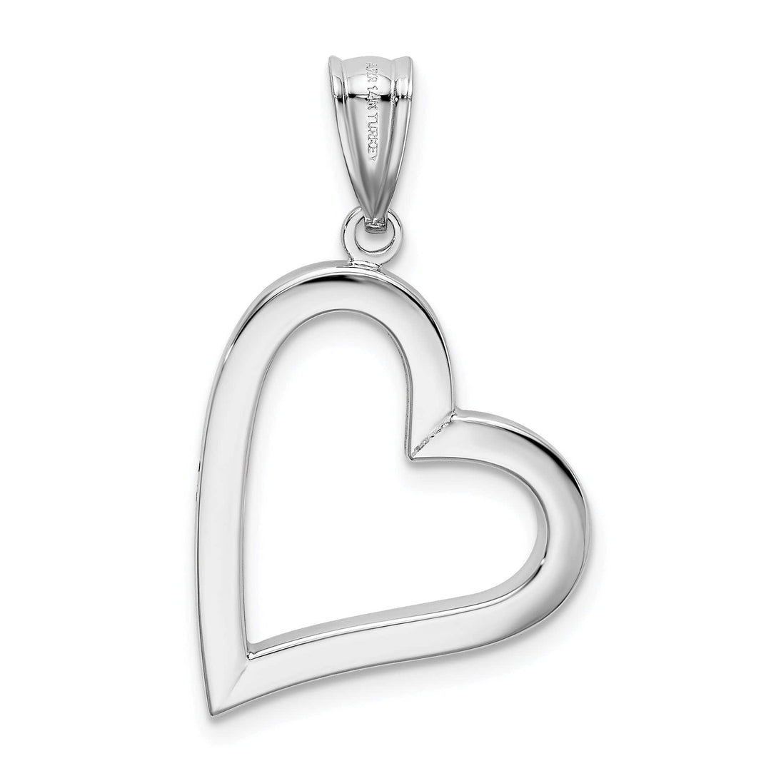 Lovely Rita's Pendants & Charms 14k White Gold Polished Hollow Heart Design Pendant