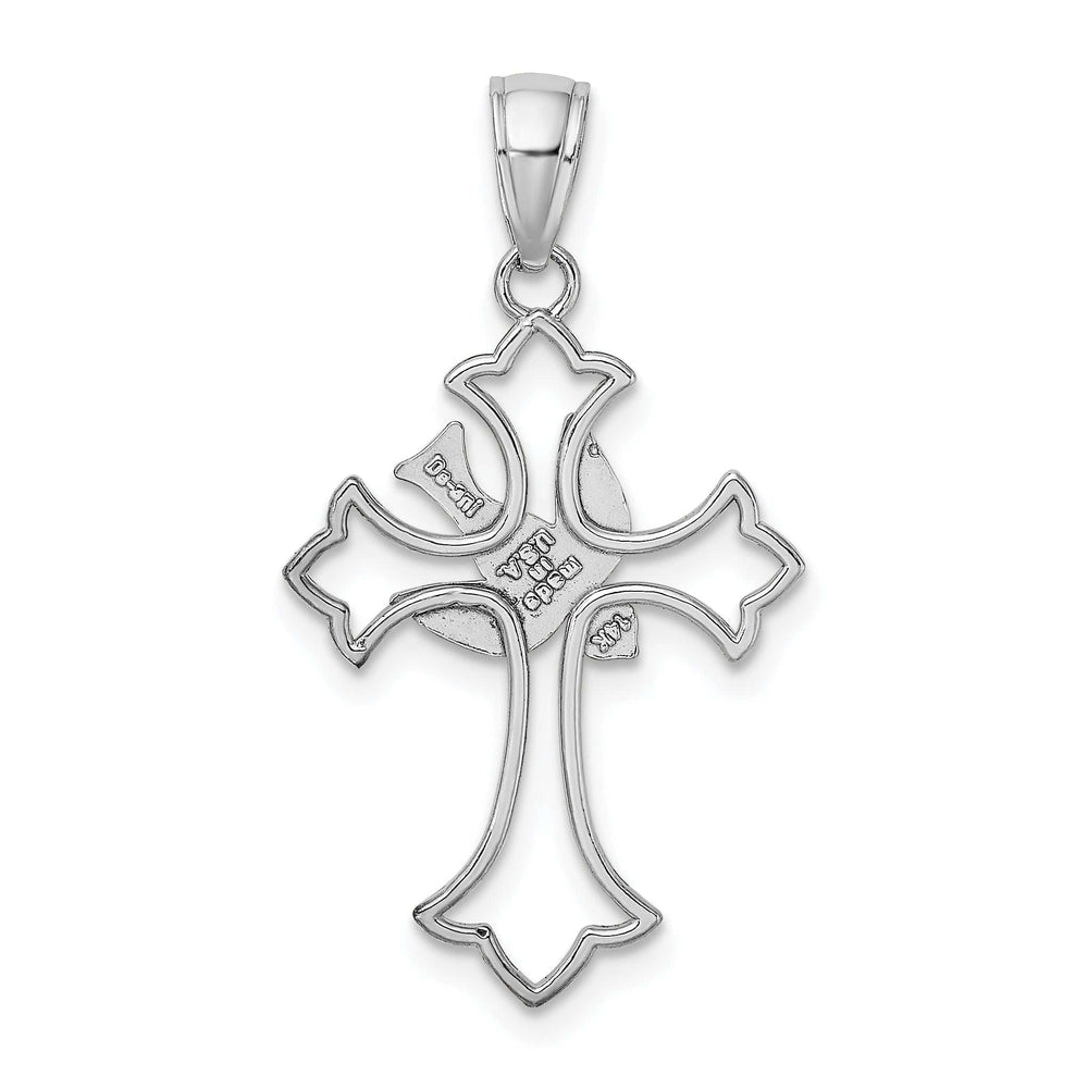 Lovely Rita's Pendants & Charms 14K White Gold Polished Sleek Design Cross with Dove Pendant