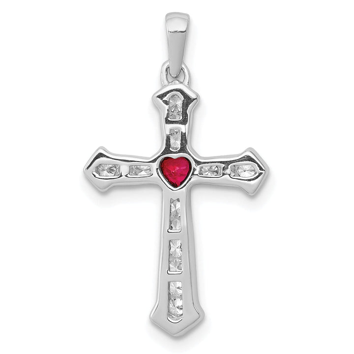 Lovely Rita's Pendants & Charms 14k White Gold Ruby Diamond Heart Cross Pendant