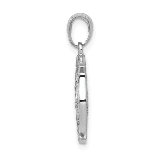 Lovely Rita's Pendants & Charms 14k White Gold Solid Textured Polished Finish Reversible Fire Department Shield Pendant