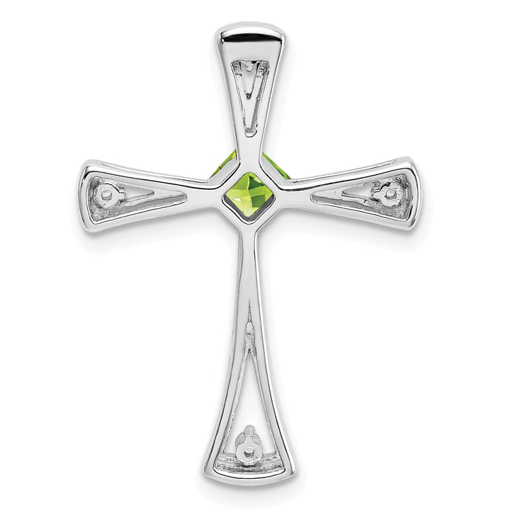 Lovely Rita's Pendants & Charms 14k White Gold Square Peridot & Diamond Cross Chain Slide