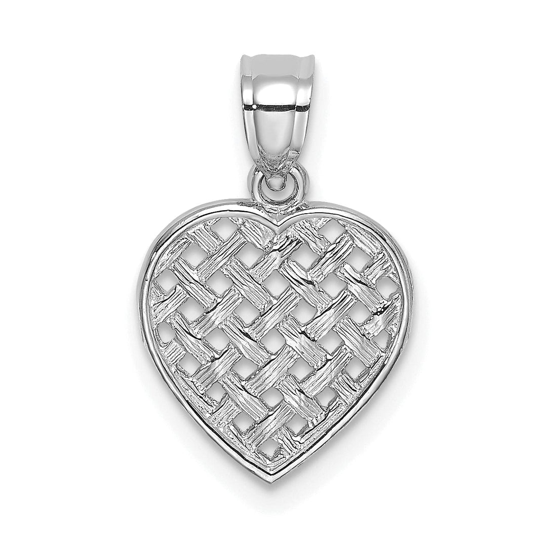 Lovely Rita's Pendants & Charms 14K White Gold Textured Filigree Woven Heart Design Pendant