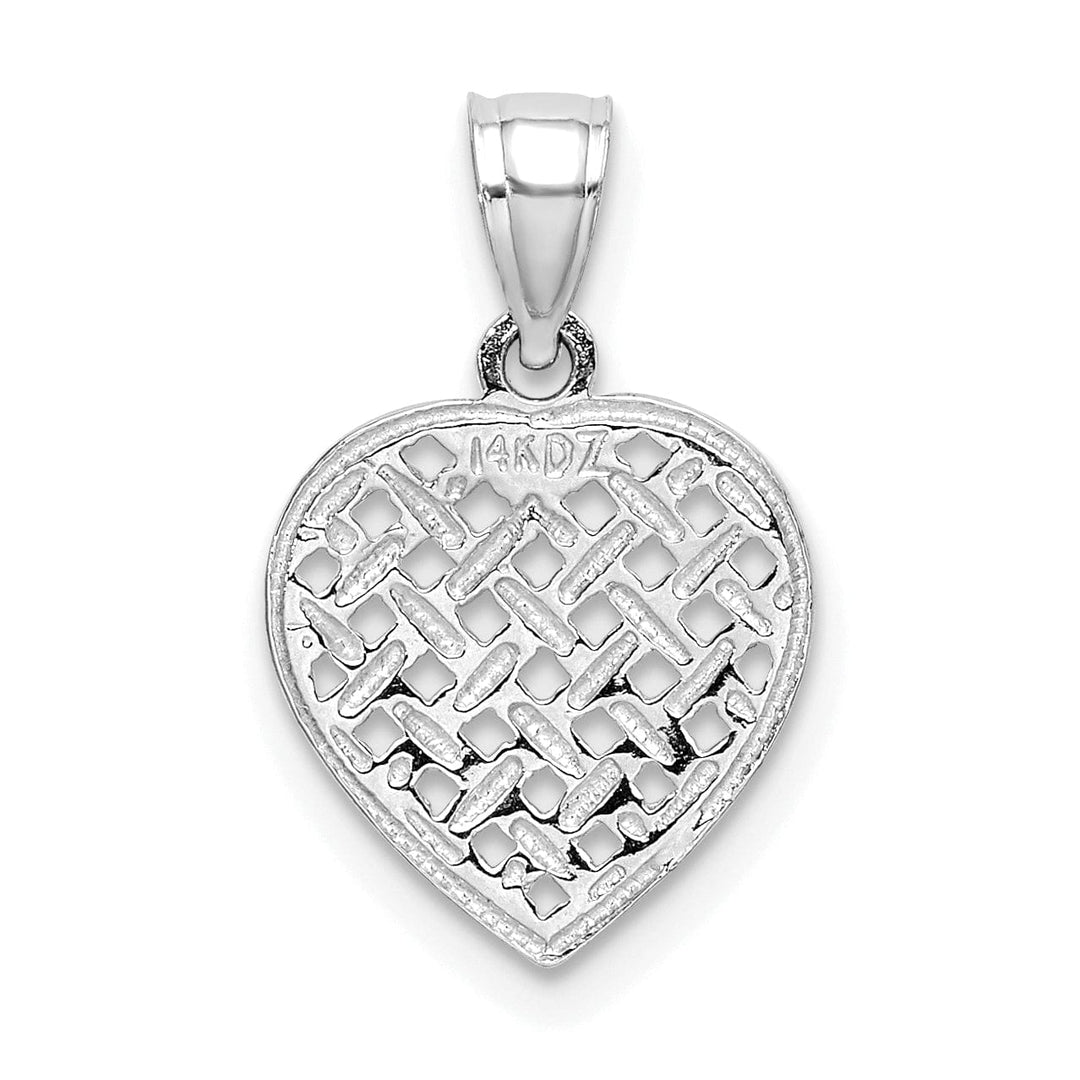 Lovely Rita's Pendants & Charms 14K White Gold Textured Filigree Woven Heart Design Pendant