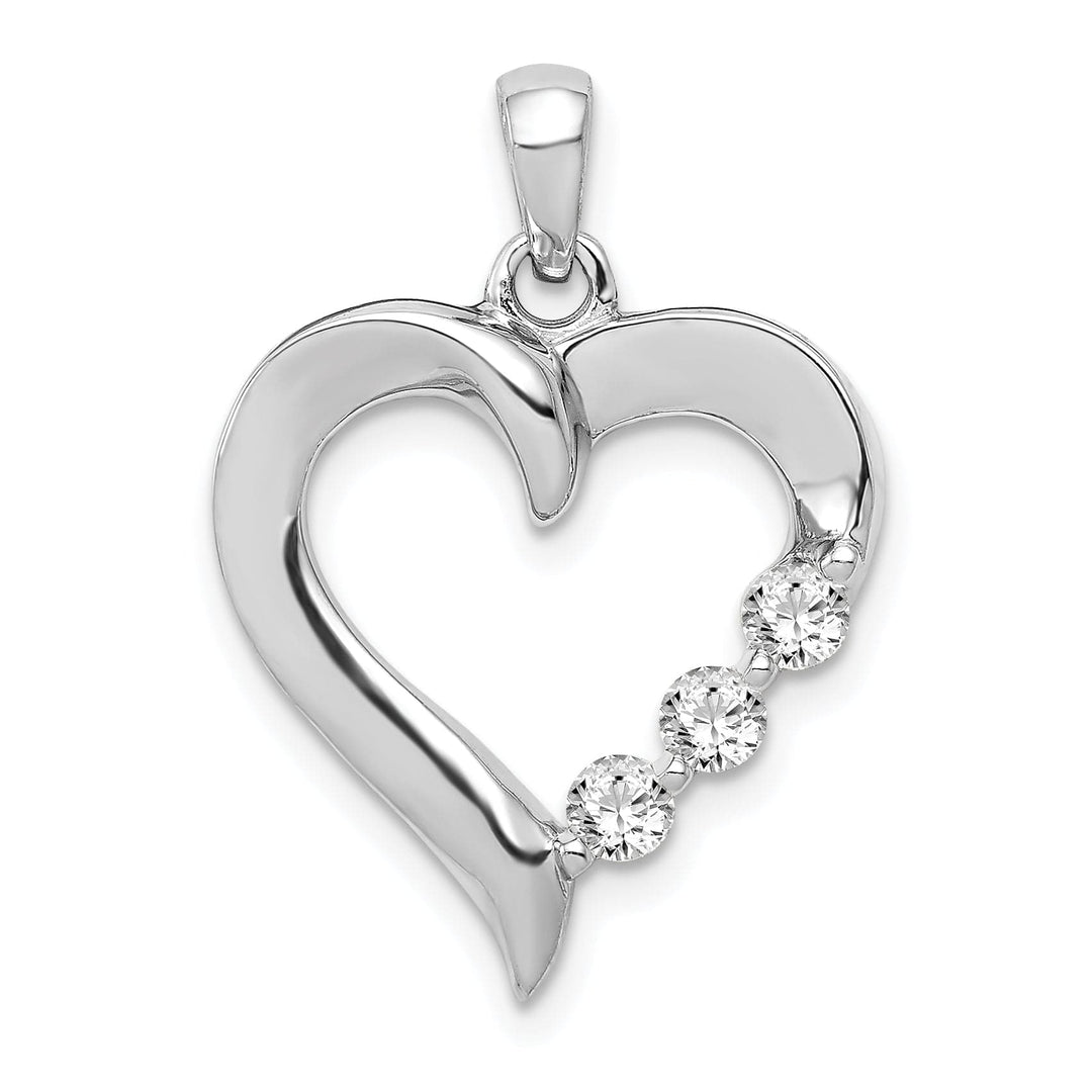 Lovely Rita's Pendants & Charms 14k White Gold Three Stone 1/4ct. Diamond Heart Pendant