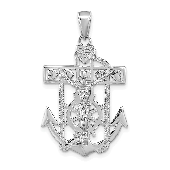 Lovely Rita's Pendants & Charms 14K White Gold Timeless Mariner Crucifix Pendant