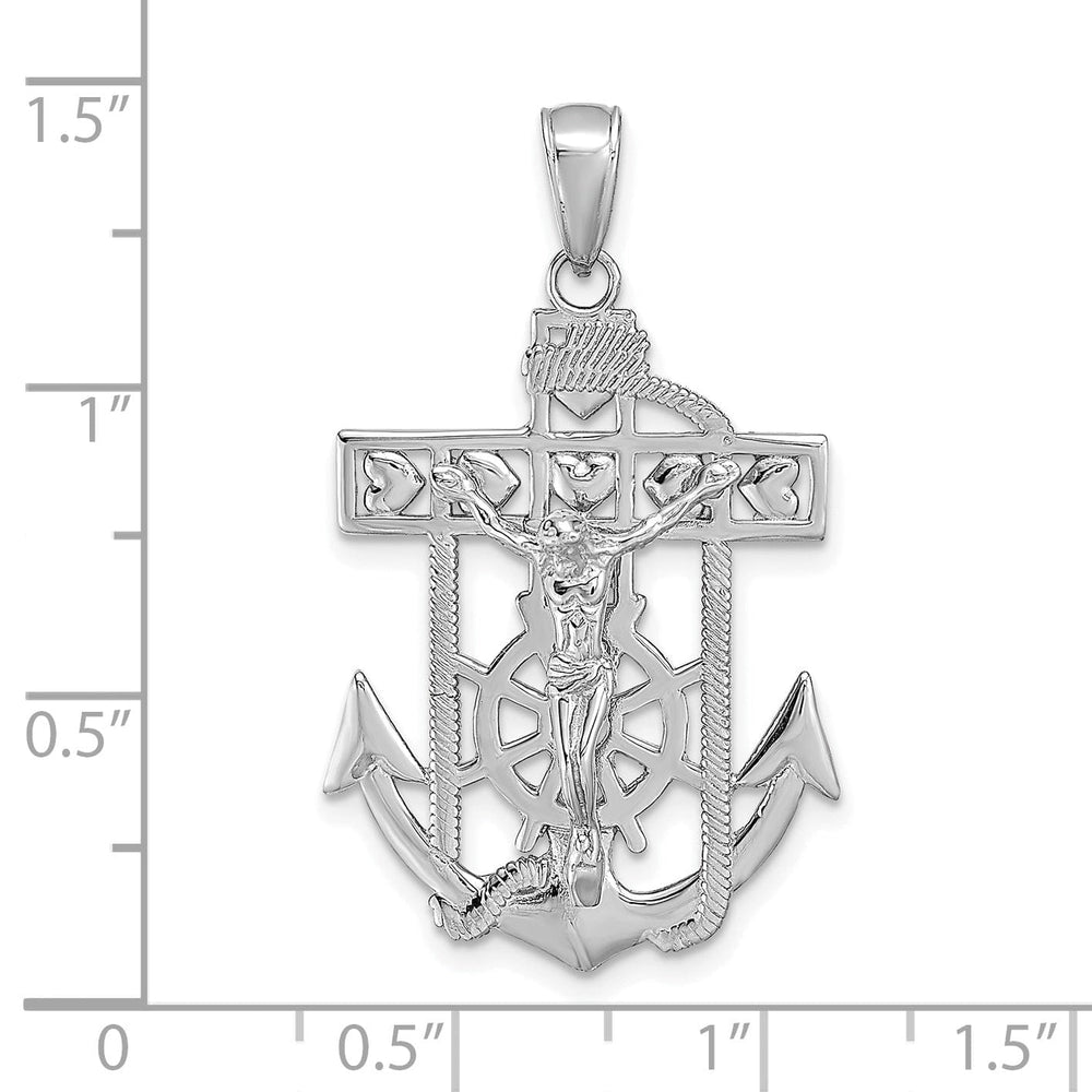 Lovely Rita's Pendants & Charms 14K White Gold Timeless Mariner Crucifix Pendant