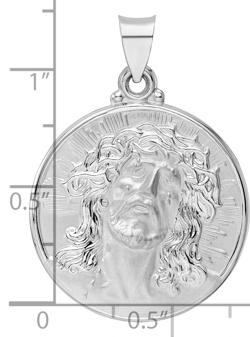 Lovely Rita's Pendants & Charms 14K White Gold Timeless Rhodium Polished Jesus Face Disc Pendant