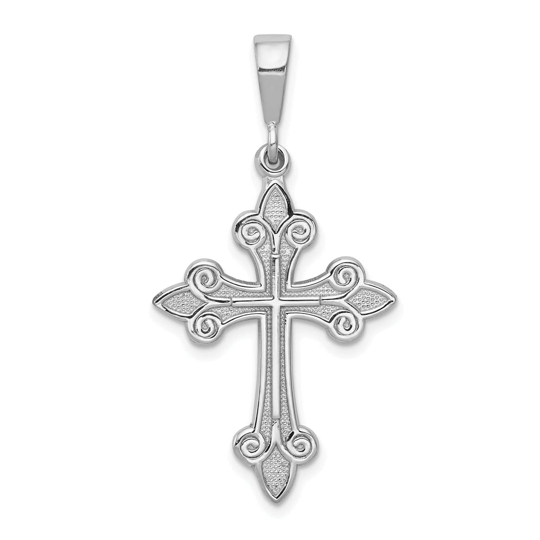 Lovely Rita's Pendants & Charms 14k White Gold Vintage Fleur de Lis Cross Pendant