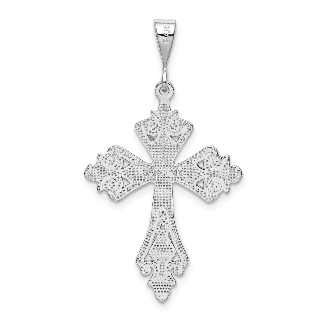 Lovely Rita's Pendants & Charms 14k White Gold Vintage Fleur de Lis Cross Pendant
