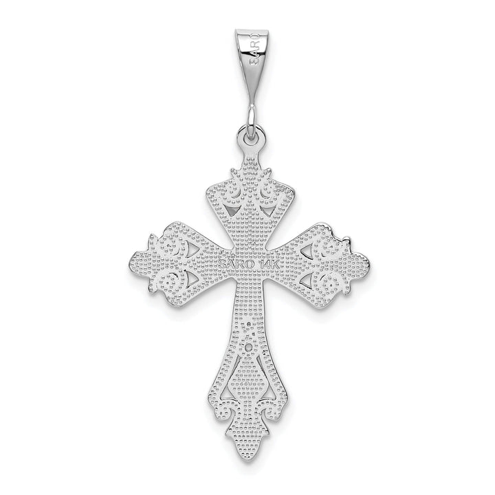 Lovely Rita's Pendants & Charms 14k White Gold Vintage Fleur de Lis Cross Pendant