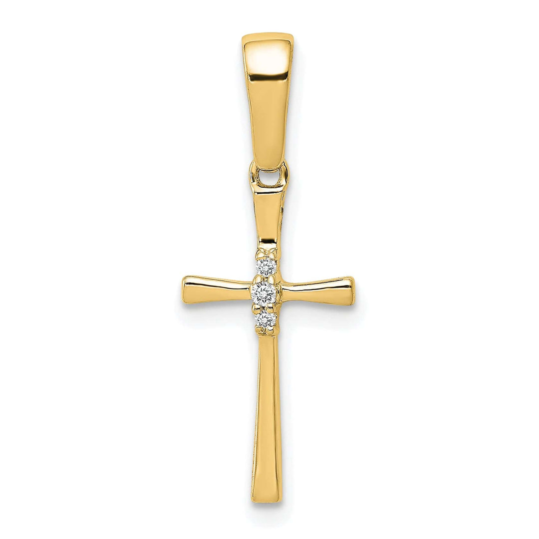 Lovely Rita's Pendants & Charms 14K Yellow Gold .02 CT Diamond Sleek Cross Design Pendant