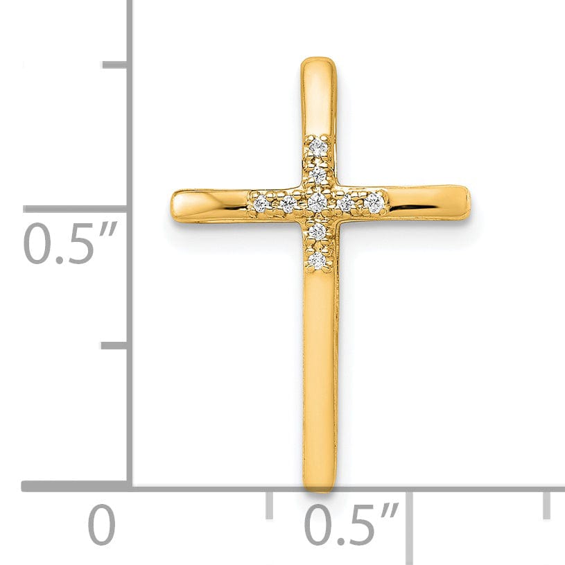 Lovely Rita's Pendants & Charms 14k Yellow Gold .03 CT Diamond Cross Chain Slide Pendant