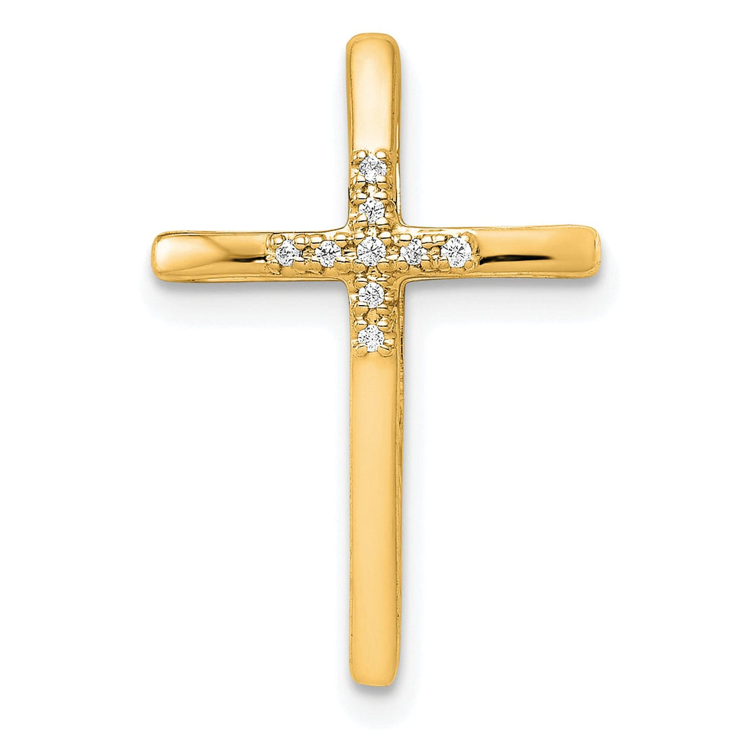 Lovely Rita's Pendants & Charms 14k Yellow Gold .03 CT Diamond Cross Chain Slide Pendant