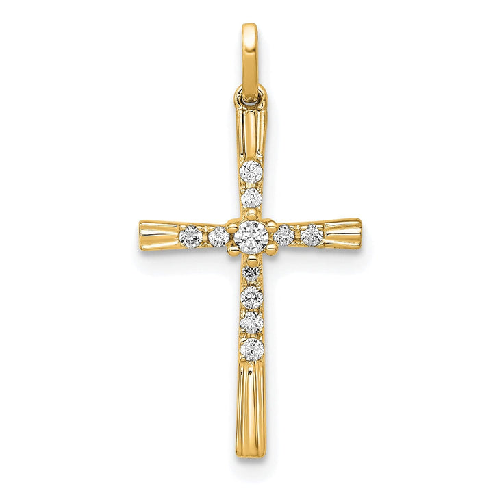 Lovely Rita's Pendants & Charms 14k Yellow Gold 1/10 CT Diamond Design Cross Pendant