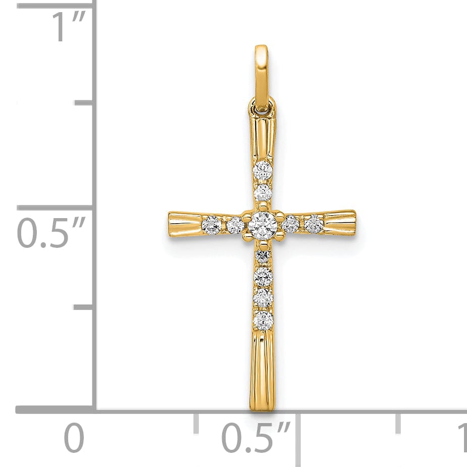 Lovely Rita's Pendants & Charms 14k Yellow Gold 1/10 CT Diamond Design Cross Pendant