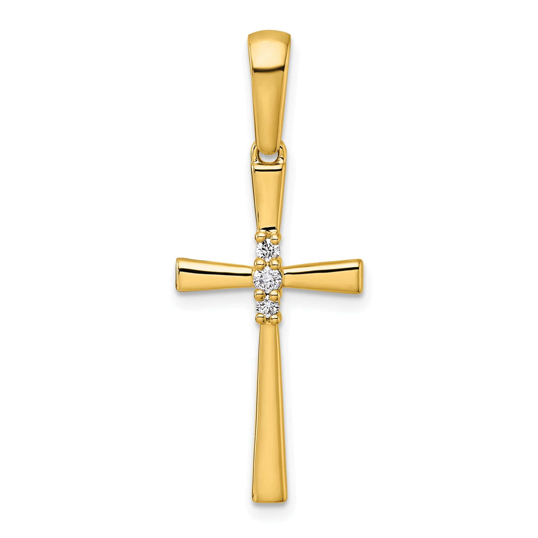 Lovely Rita's Pendants & Charms 14K Yellow Gold 1/15 CT Diamond Sleek Cross Design Pendant