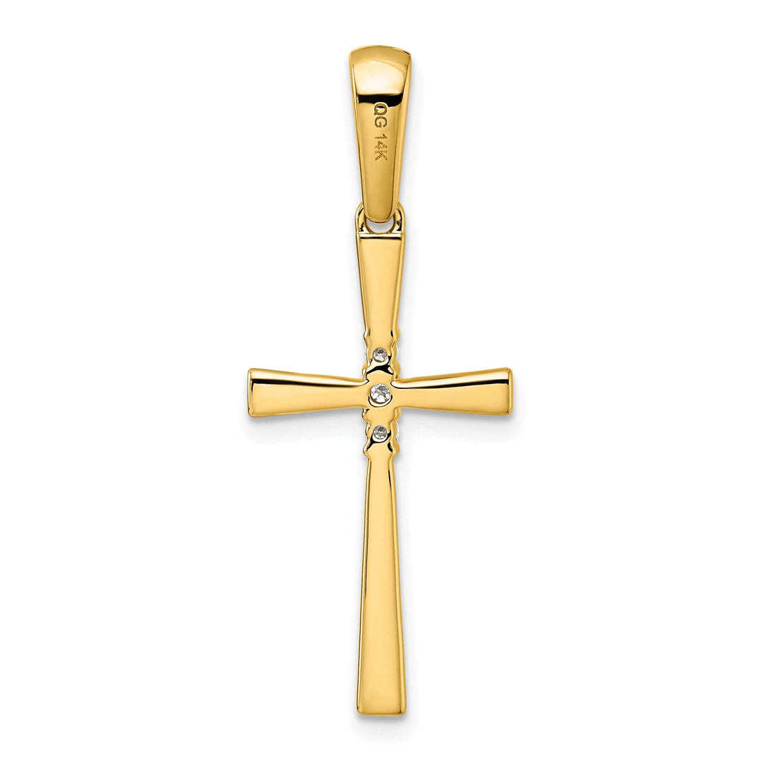 Lovely Rita's Pendants & Charms 14K Yellow Gold 1/15 CT Diamond Sleek Cross Design Pendant