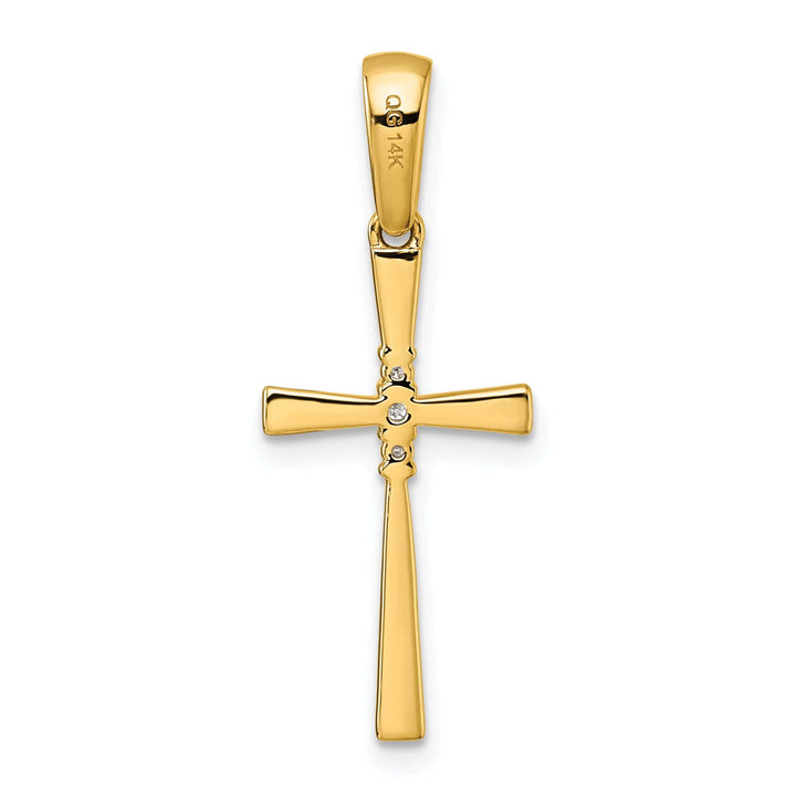 Lovely Rita's Pendants & Charms 14K Yellow Gold 1/20 CT Diamond Modern Design Cross Pendant