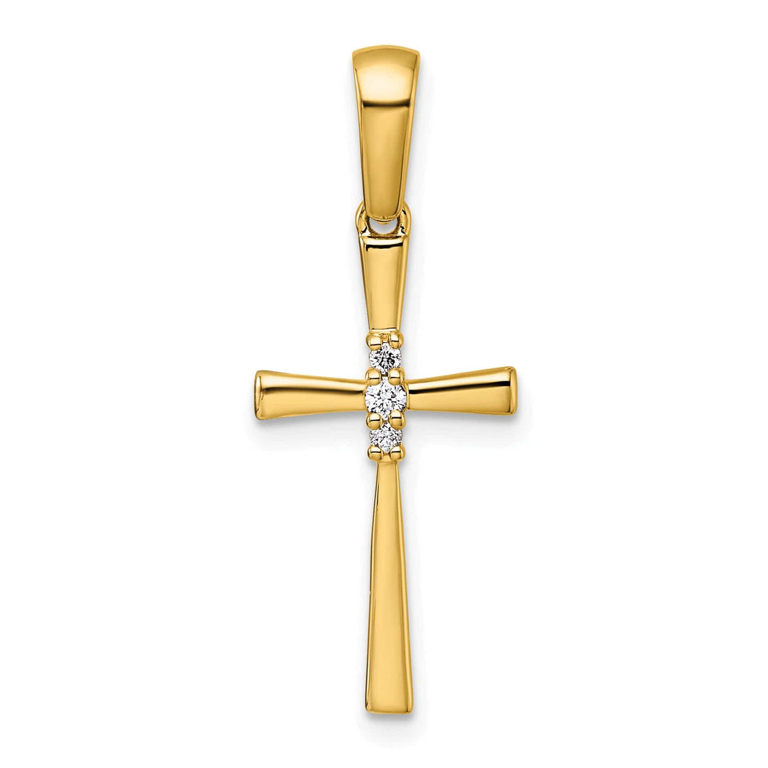 Lovely Rita's Pendants & Charms 14K Yellow Gold 1/20 CT Diamond Modern Design Cross Pendant