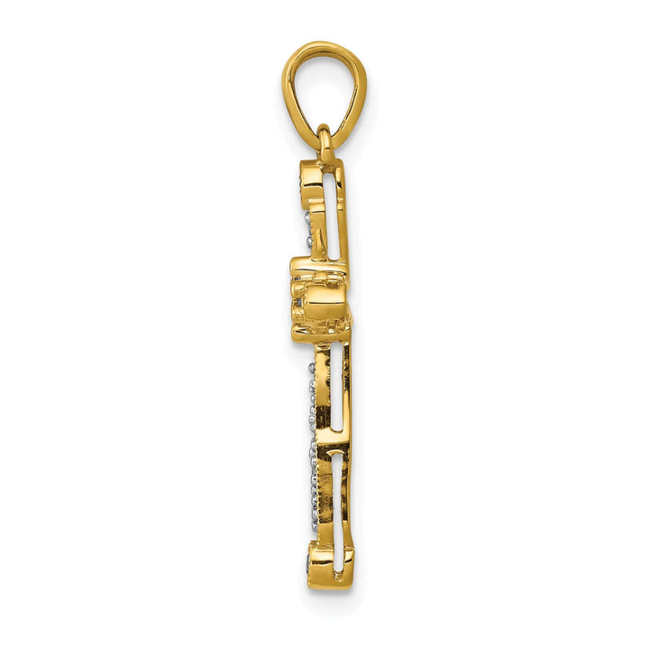 Lovely Rita's Pendants & Charms 14k Yellow Gold 1/5 CT Diamond Elegant Design Cross Pendant
