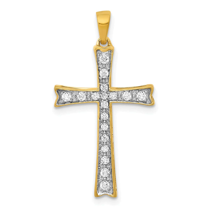 Lovely Rita's Pendants & Charms 14k Yellow Gold  1/5 CT Diamond Sleek Cross Design Pendant