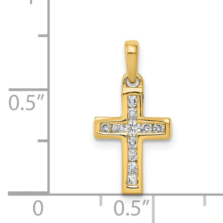 Lovely Rita's Pendants & Charms 14k Yellow Gold 1/6 CT Diamond Latin Cross Design Pendant