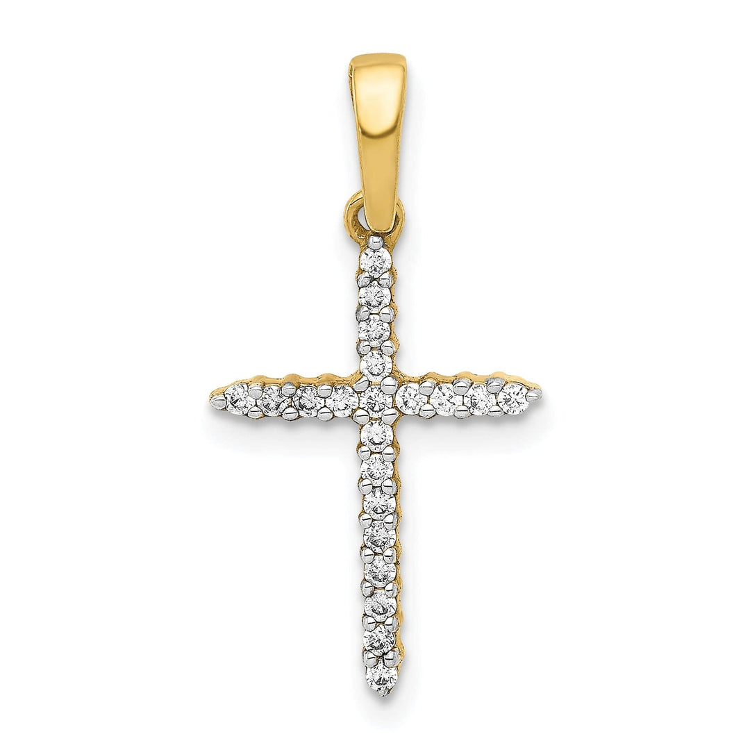 Lovely Rita's Pendants & Charms 14k Yellow Gold 1/6 CT Diamond Sleek Design Cross Pendant