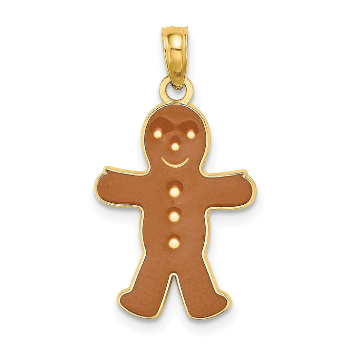 Lovely Rita's Pendants & Charms 14K Yellow Gold 3-D Brown Enameled Gingerbread Man Charm