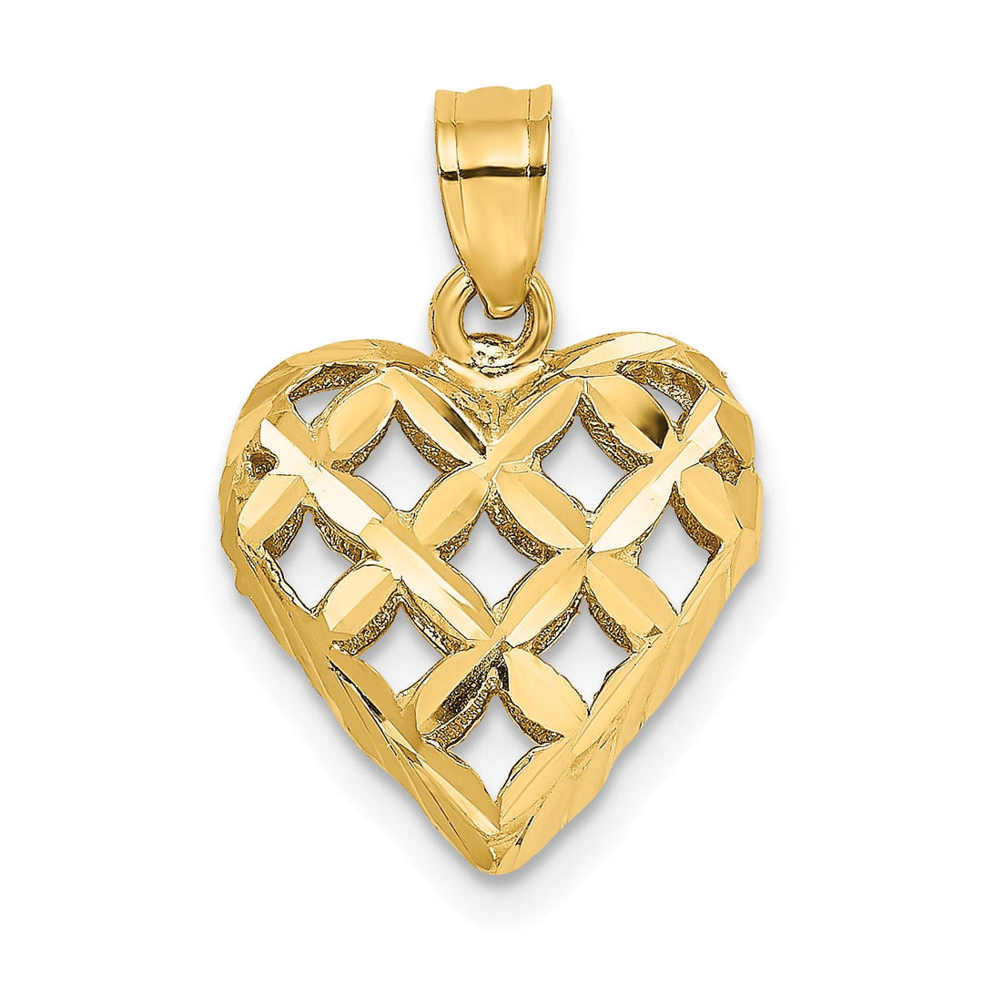 Lovely Rita's Pendants & Charms 14k Yellow Gold 3-D D.C Filigree Puffed Heart Pendant