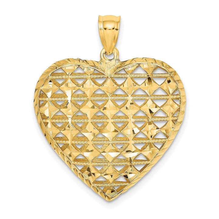 Lovely Rita's Pendants & Charms 14k Yellow Gold 3-D D.C Puffed Filigree Design Heart Pendant