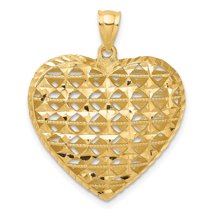 Lovely Rita's Pendants & Charms 14k Yellow Gold 3-D D.C Puffed Filigree Design Heart Pendant