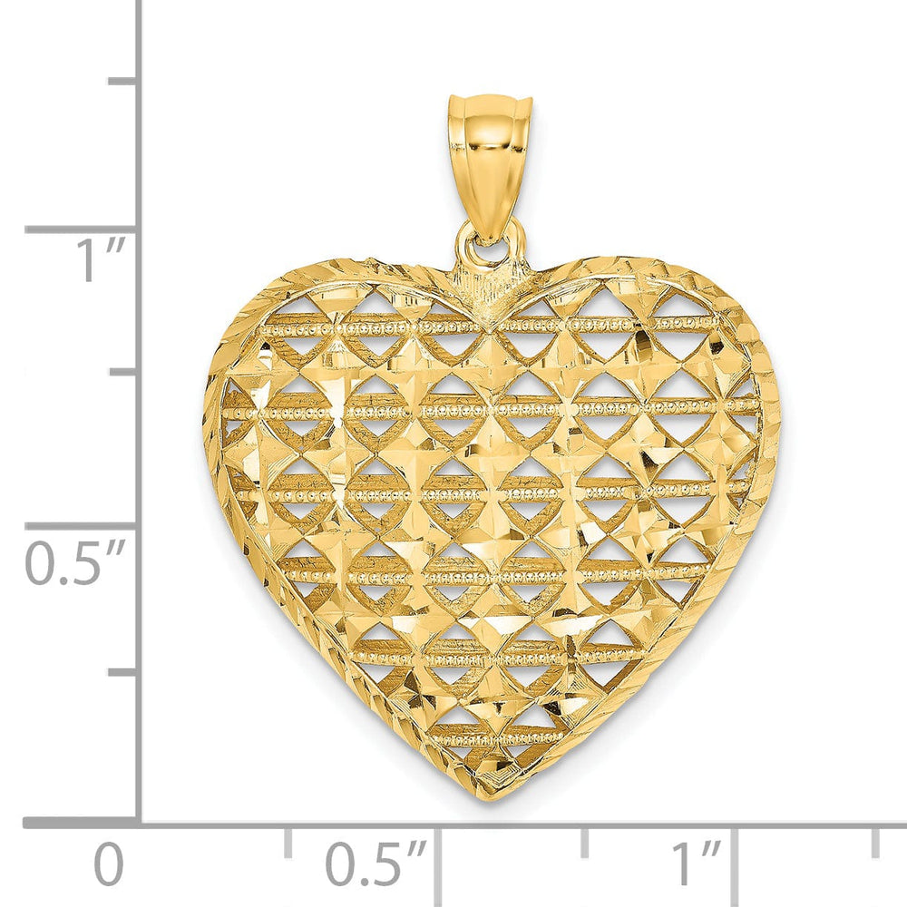 Lovely Rita's Pendants & Charms 14k Yellow Gold 3-D D.C Puffed Filigree Design Heart Pendant
