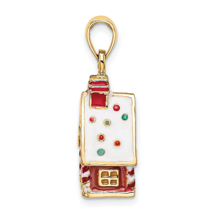 Lovely Rita's Pendants & Charms 14K Yellow Gold 3-D Enamel Gingerbread House Charm Pendant