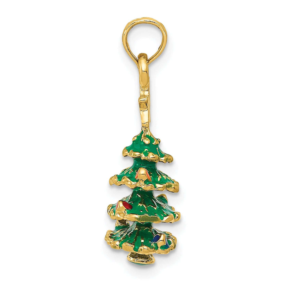 Lovely Rita's Pendants & Charms 14k Yellow Gold 3-D Enameled Christmas Tree Pendant