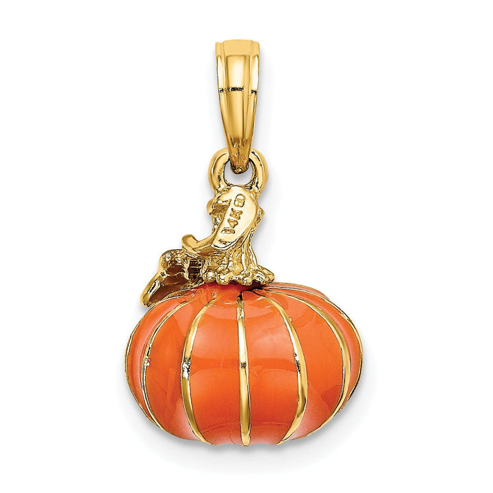 Lovely Rita's Pendants & Charms 14K Yellow Gold 3-D Enameled Pumpkin Charm Pendant