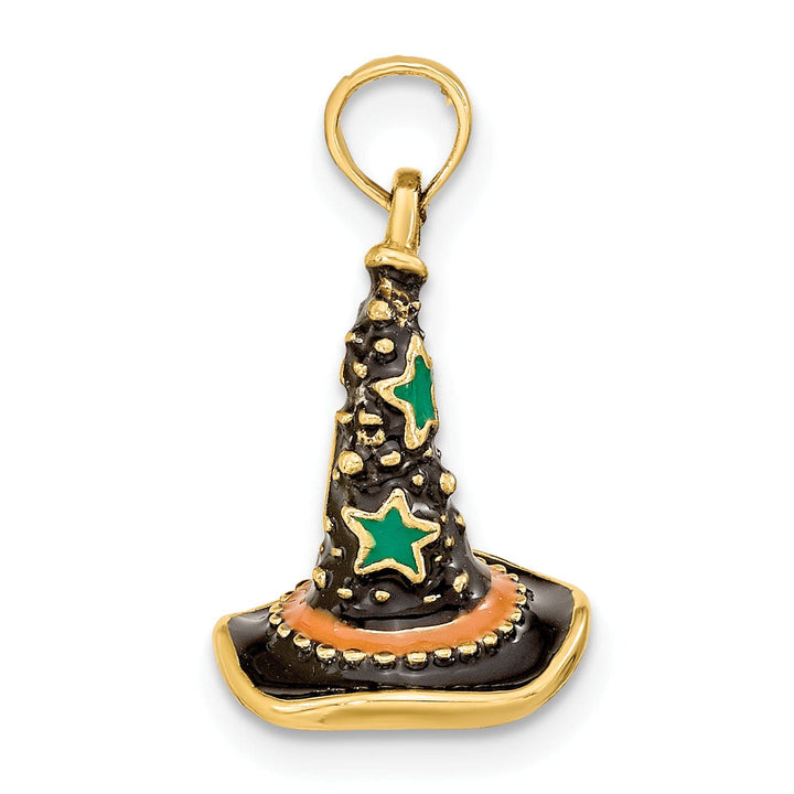 Lovely Rita's Pendants & Charms 14K Yellow Gold 3-D Enameled Witch Hat Halloween Charm Pendant