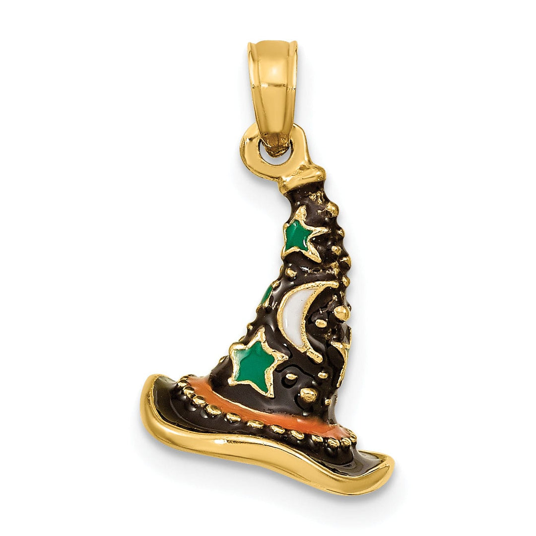 Lovely Rita's Pendants & Charms 14K Yellow Gold 3-D Enameled Witch Hat Halloween Charm Pendant