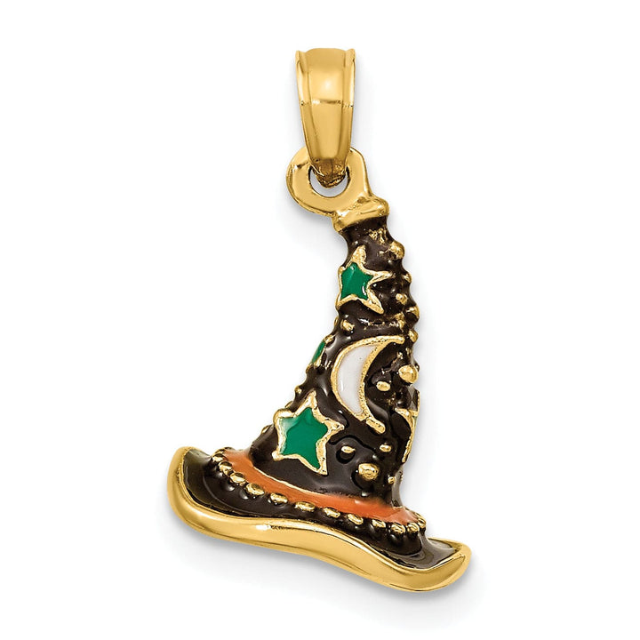 Lovely Rita's Pendants & Charms 14K Yellow Gold 3-D Enameled Witch Hat Halloween Charm Pendant