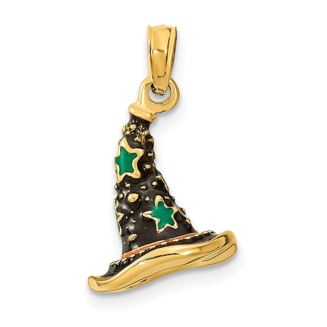 Lovely Rita's Pendants & Charms 14K Yellow Gold 3-D Enameled Witch Hat Halloween Charm Pendant