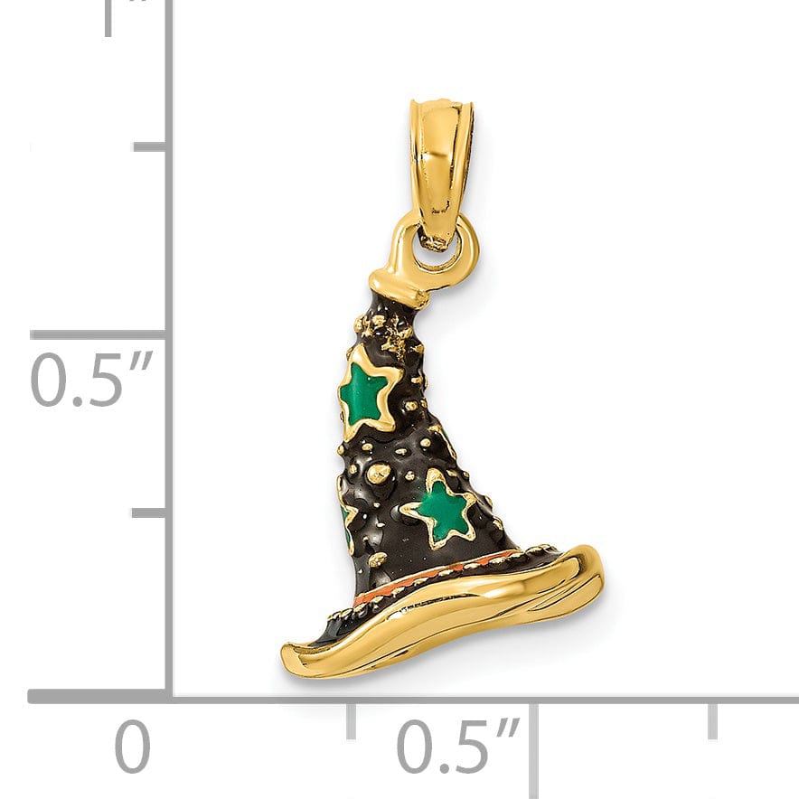 Lovely Rita's Pendants & Charms 14K Yellow Gold 3-D Enameled Witch Hat Halloween Charm Pendant