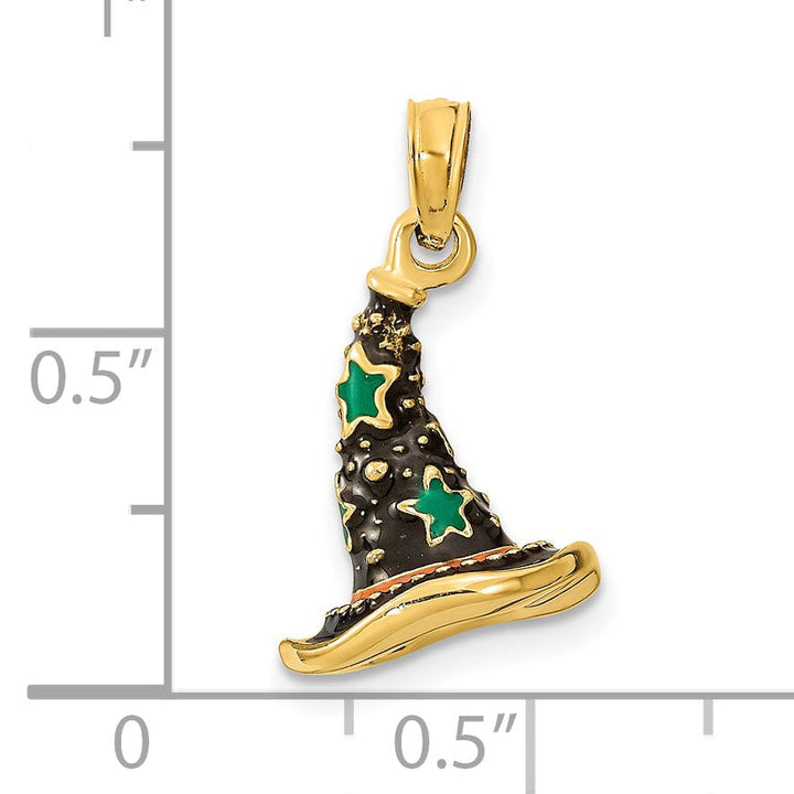 Lovely Rita's Pendants & Charms 14K Yellow Gold 3-D Enameled Witch Hat Halloween Charm Pendant