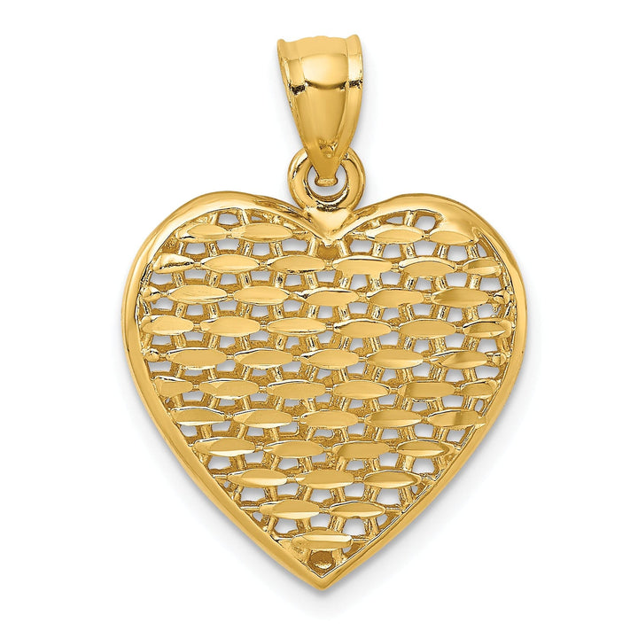 Lovely Rita's Pendants & Charms 14k Yellow Gold 3-D Filigree D.C Puffed Heart Charm Pendant