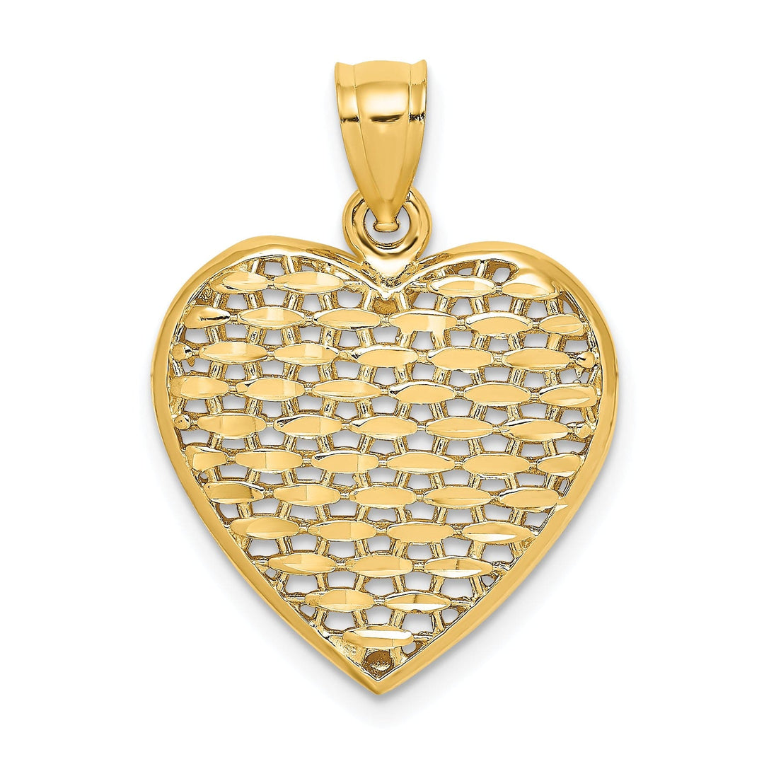 Lovely Rita's Pendants & Charms 14k Yellow Gold 3-D Filigree D.C Puffed Heart Charm Pendant