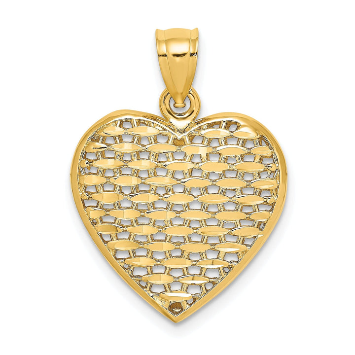 Lovely Rita's Pendants & Charms 14k Yellow Gold 3-D Filigree D.C Puffed Heart Charm Pendant