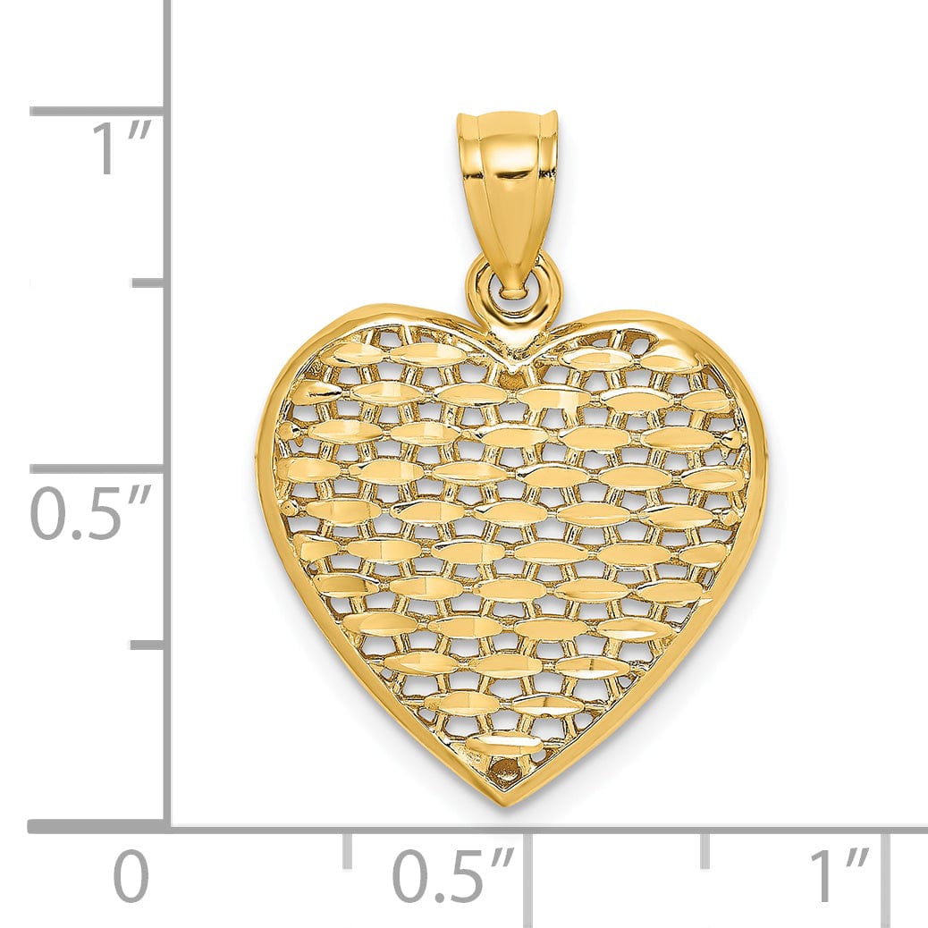 Lovely Rita's Pendants & Charms 14k Yellow Gold 3-D Filigree D.C Puffed Heart Charm Pendant