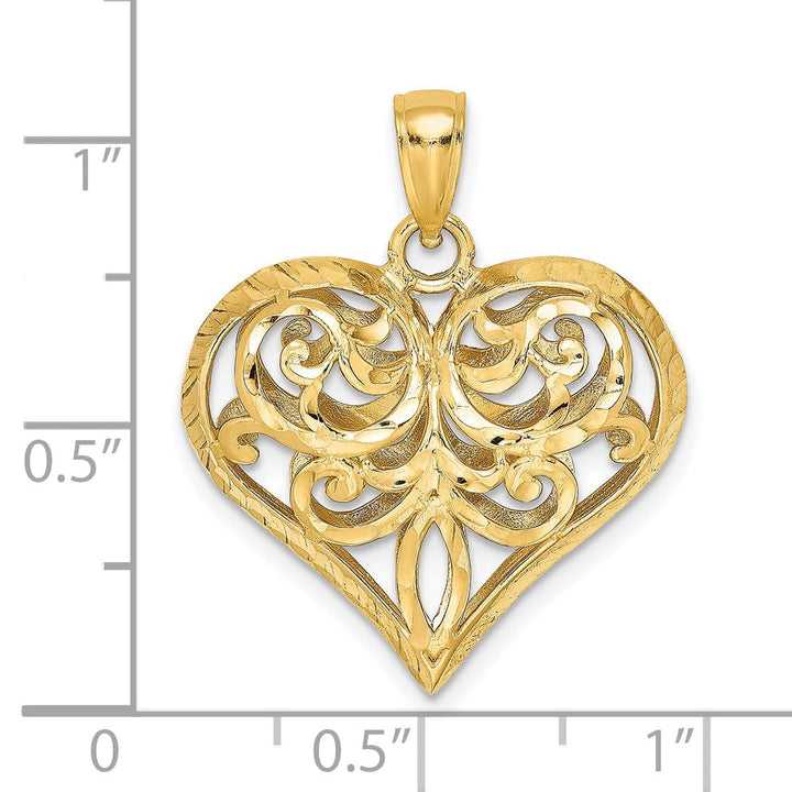 Lovely Rita's Pendants & Charms 14k Yellow Gold 3-D Filigree Puffed Heart Pendant