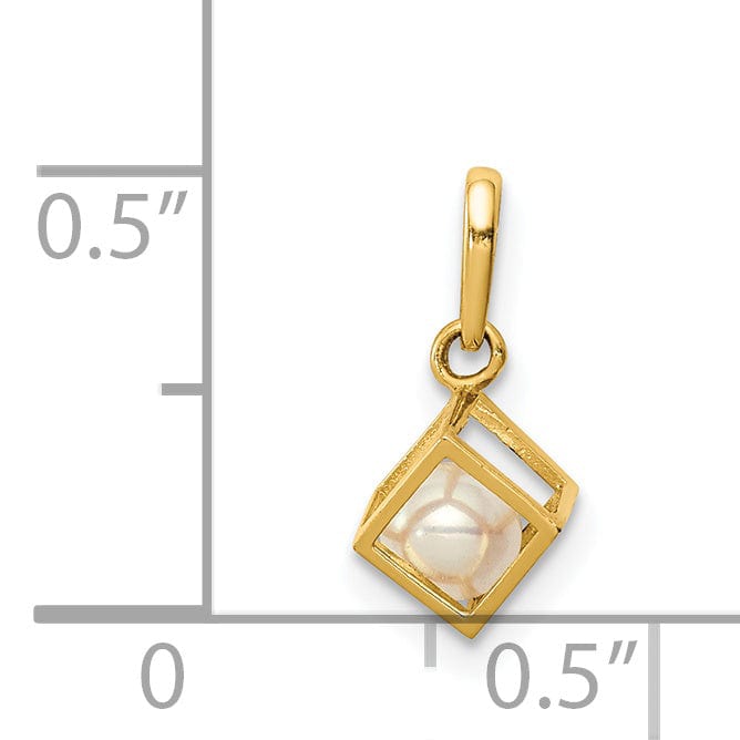 Lovely Rita's Pendants & Charms 14K Yellow Gold 3-D Freshwater Cultured Pearl in Cube Pendant