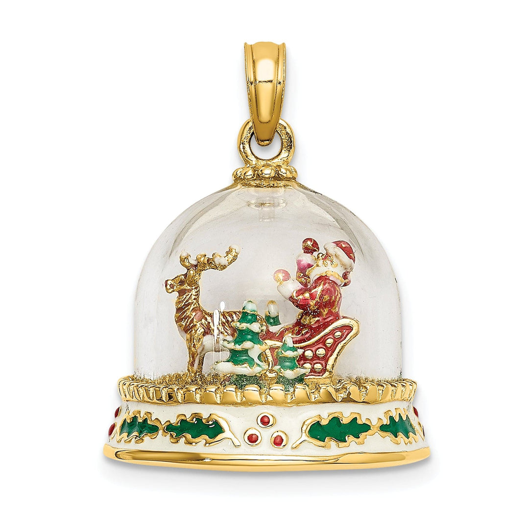 Lovely Rita's Pendants & Charms 14K Yellow Gold 3-D HAPPY HOLIDAYS  Glass Snow Globe Charm Pendant