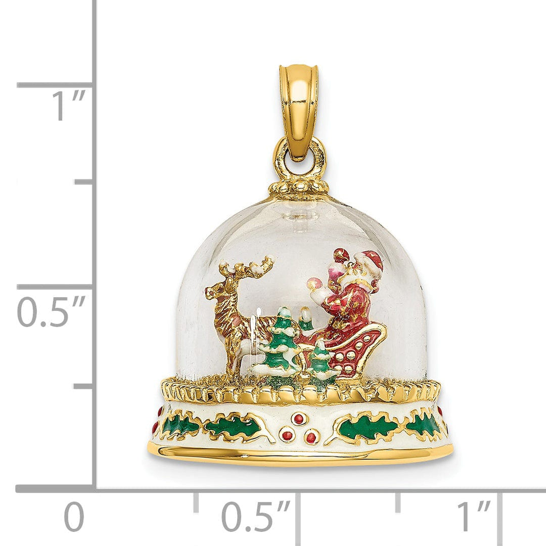 Lovely Rita's Pendants & Charms 14K Yellow Gold 3-D HAPPY HOLIDAYS  Glass Snow Globe Charm Pendant