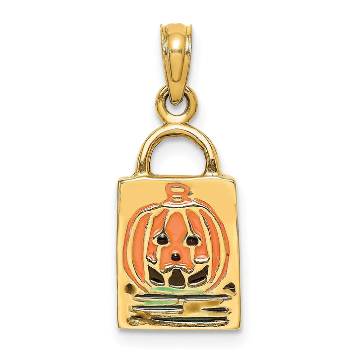 Lovely Rita's Pendants & Charms 14K Yellow Gold 3-D Jack-o-Lantern Trick or Treat Bag Charm Pendant